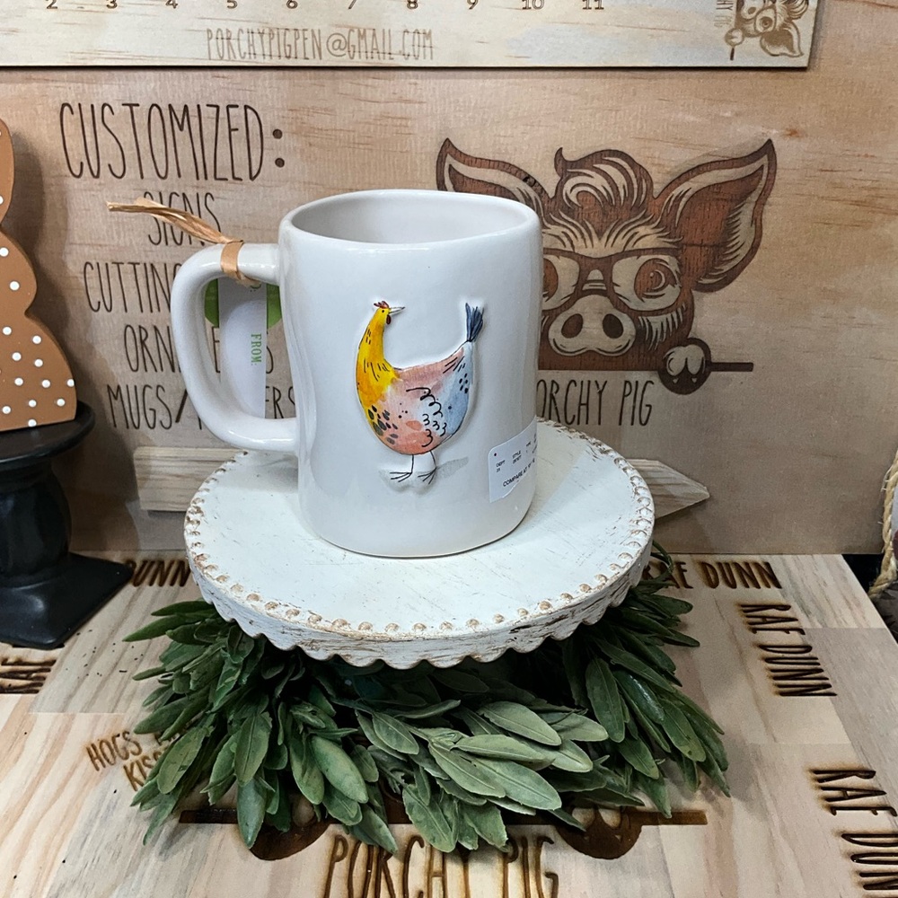 Rae Dunn double sided Rise & Shine White Mug